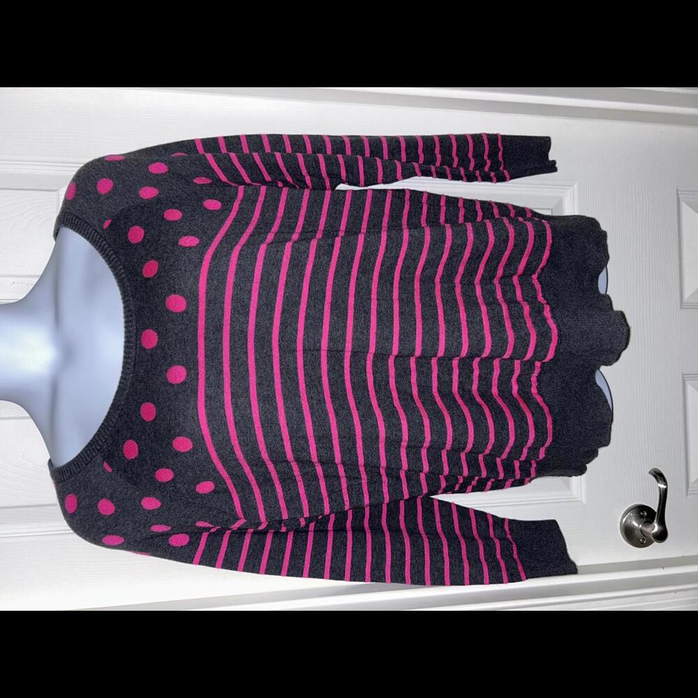torrid Charcoal Gray & Hot Pink Polka Dot Striped Sweater